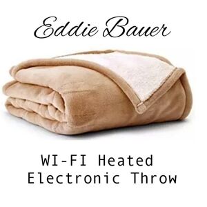 Eddie Bauer WIFI Smart Reversible Electric Throw Blanket -Tan